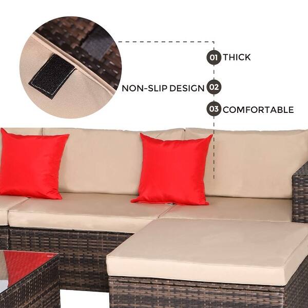 Shop Suncrown Outdoor 6 Piece Brown Wicker Sectional Sofa And Chair Set Overstock 29164282
