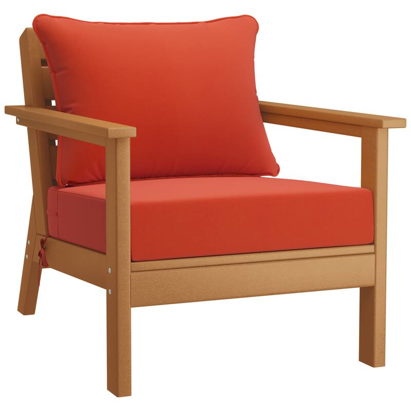 Birchwood All Weather HDPE Outdoor Patio Teak Deep Seating Conversation Set (5-Piece Set)