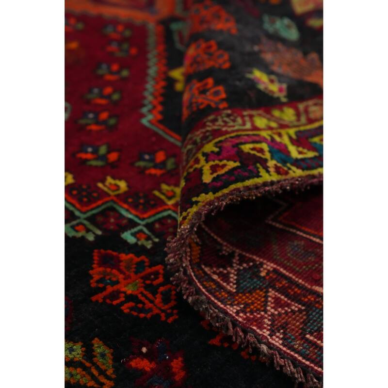 Hand Knotted Oriental 100% Wool Carpet Traditional Tribal Red Shiraz Area Rug - 8' 3'' X 5' 4''
