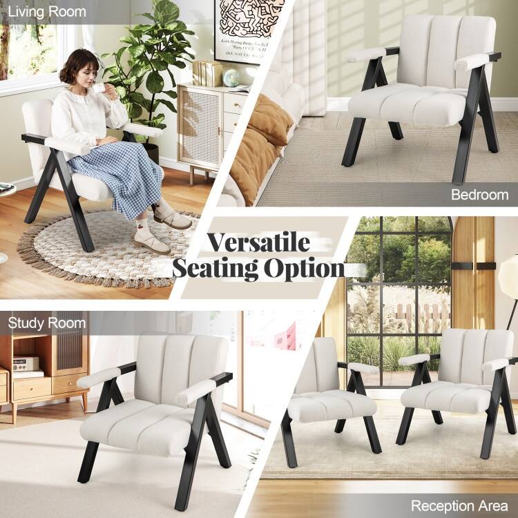 Metal Fabric Oversized Accent Chair with Tufted Cushion - 29.5" x 31" x 33"