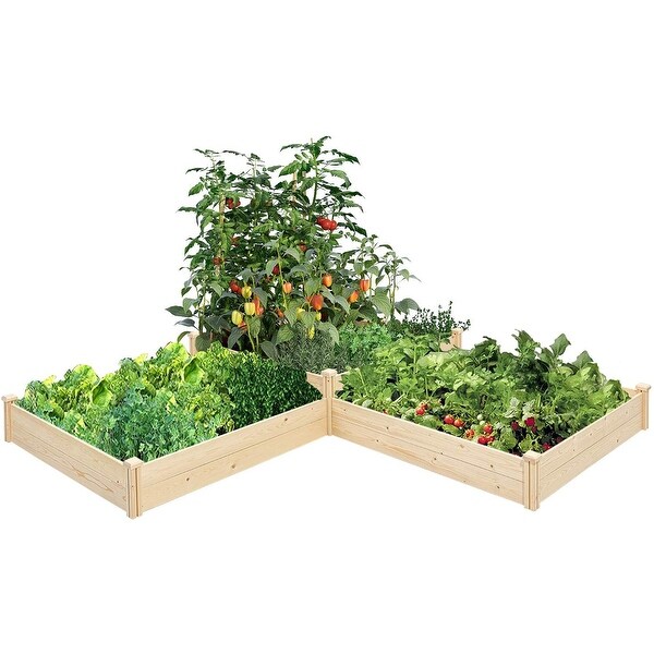 SUNCROWN Outdoor Wooden Garden Bed Planter Box