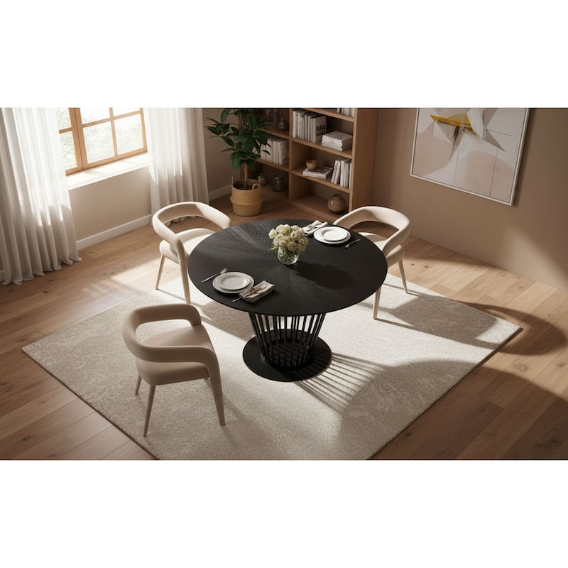 Modrest Conroy Modern Black Round Dining Table