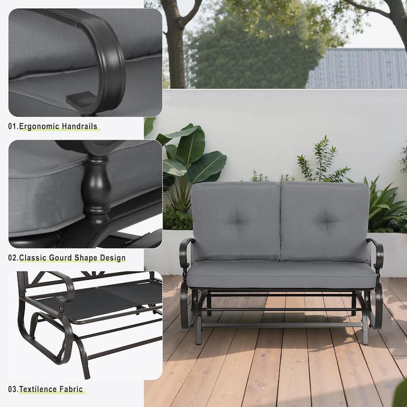 Nista 2 Person Outdoor Patio Glider Garden Bench Rocker Chair by Havenside Home