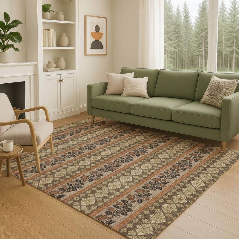 Machine Washable Indoor/ Outdoor Stripe Sochi Chantille Rug