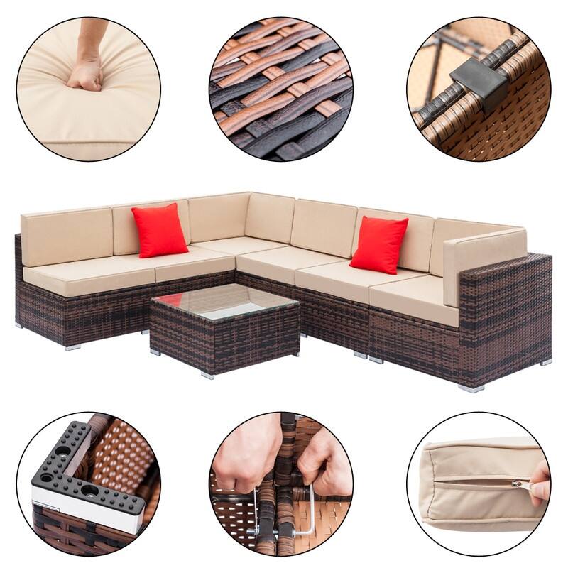 Gereja PE Rattan 7-piece Outdoor Sectional Sofa Set by Havenside Home