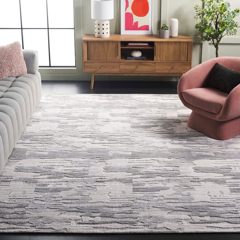 SAFAVIEH Handmade Mirage Encarna Modern Viscose & Wool Rug - 9' x 12' - Grey/Silver