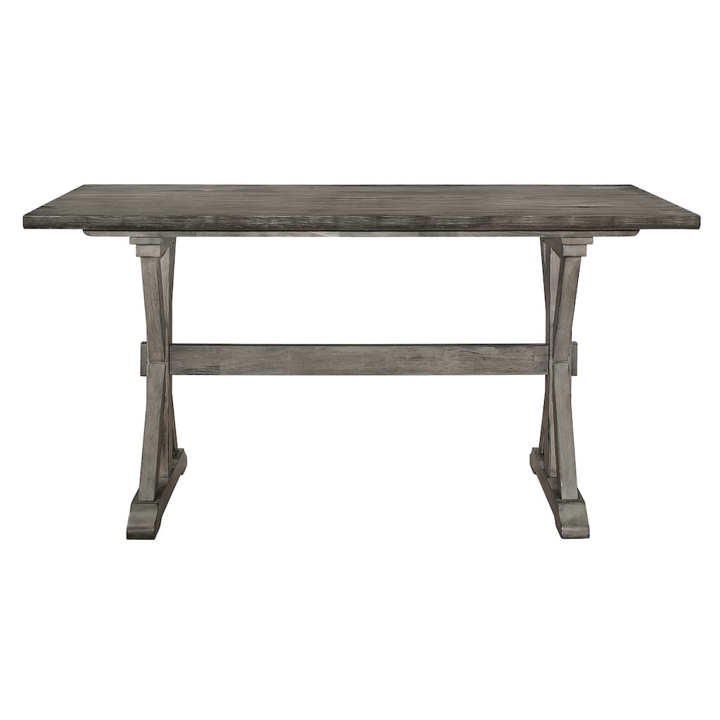Rustic Look Distressed Gray Finish 1pc Counter Height Dining Table Solid Rubberwood Kitchen Dining Furniture