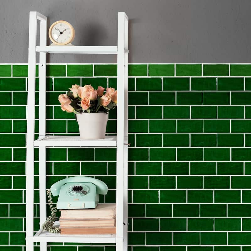 Merola Tile Viva Antic Verde 3" x 6" Ceramic Wall Trim - (1 Tile)