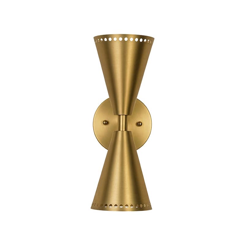 2-Light Mid-century Dual Cone Hourglass Up Down Wall Sconce