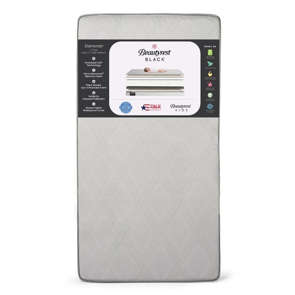 slide 1 of 1, Beautyrest® Black Diamond 2 Stage Crib and Toddler Mattress - 27.5 x 52 x 6