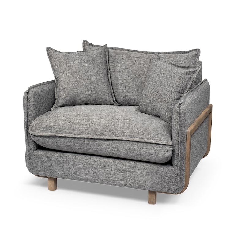 Roy II Castlerock Grey Fabric w/ Light Brown Solid Wood Frame Arm Chair - 43.3"W x 41.7"D x 33"H - 43.3"W x 41.7"D x 33"H - Castlerock Grey