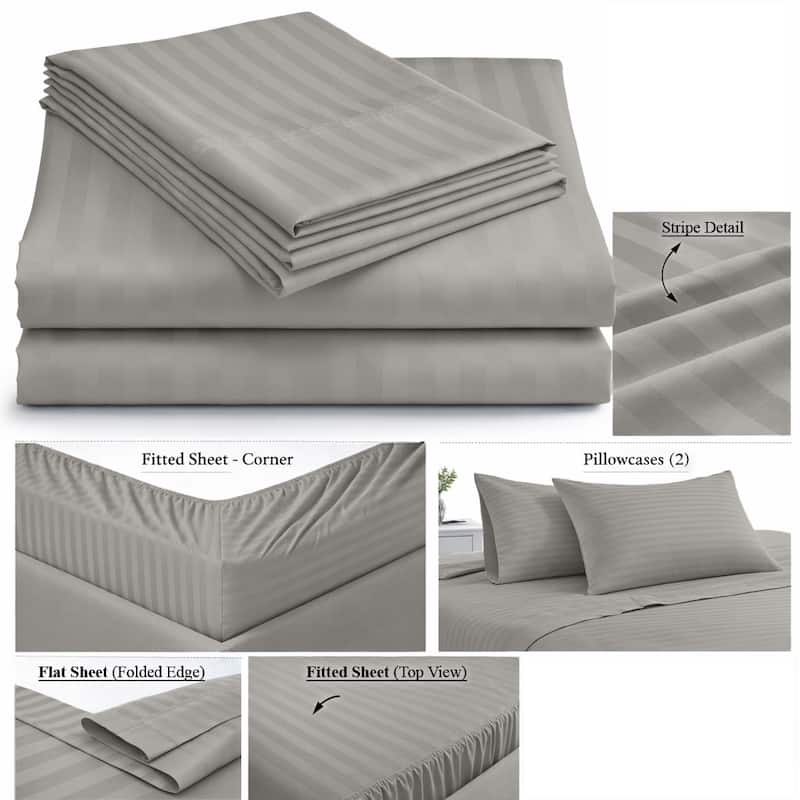 Home Sweet Home Dream Striped 1200 TC Cotton Deep Pocket Bed Sheet Set