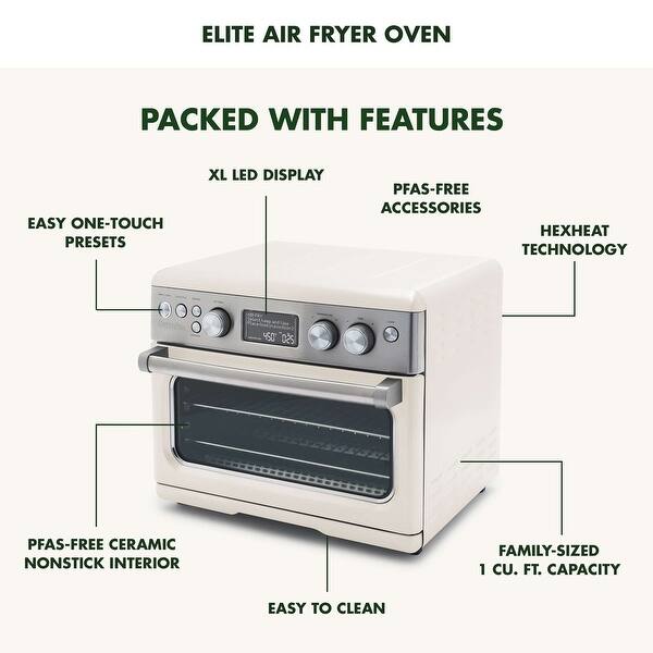 GreenPan 13-in-1 Elite Countertop Convection Oven & Air Fryer, PFAS-Free - Cloud Cream