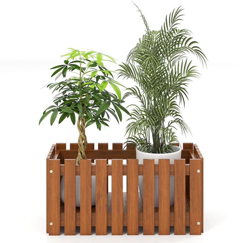 Costway 1/2 PCS Solid wood patio furniture outdoor slat style flower
