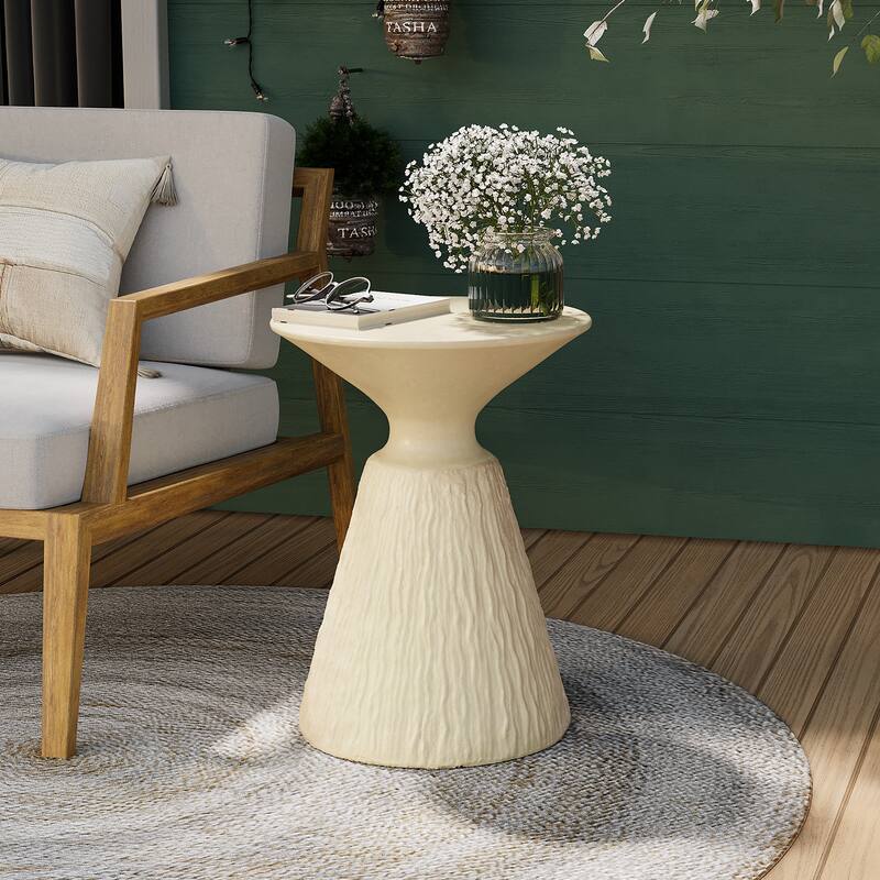COSIEST Outdoor Patio Round Pedestal End Table, Side Table