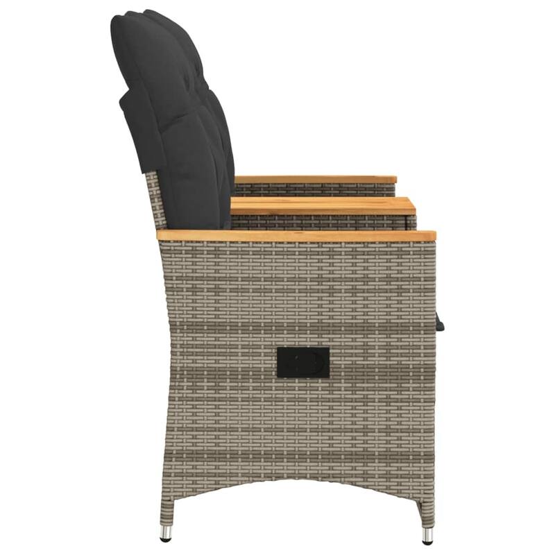 vidaXL Reclining Patio Sofa 2-Seater with Table Loveseat Furniture Poly Rattan - 23.2 x 51.2 x 36.2 in