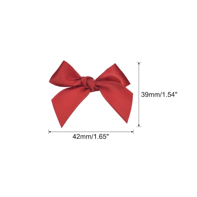50Pcs Mini Ribbon Bow Mini Fabric Satin Ribbon Flower Bows - Red
