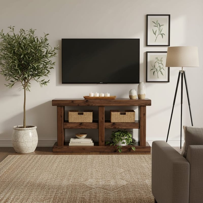 Origins by Alpine Sequoia 80" Console Table, Walnut Brown