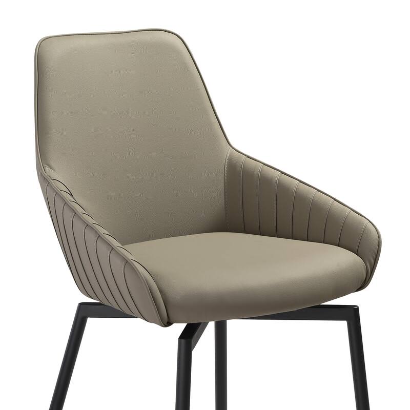 Shilo Faux Leather Upholstered Swivel Dining Chairs with Black Legs - Set of 2