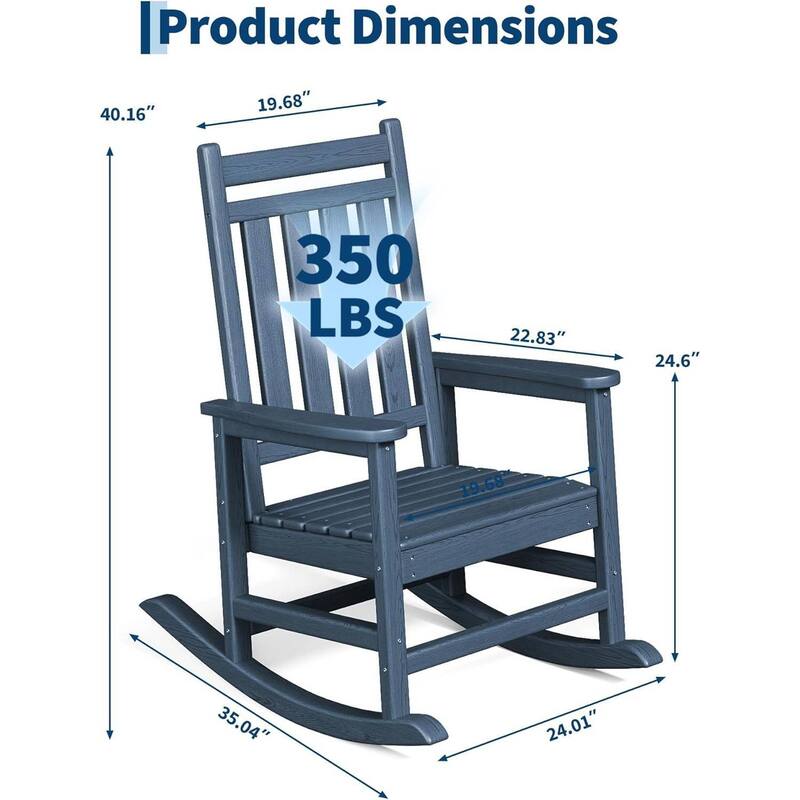 2 PCS HDPE Rocking Chair Outdoor, Porch Rocker Chairs for Patio Front Porch
