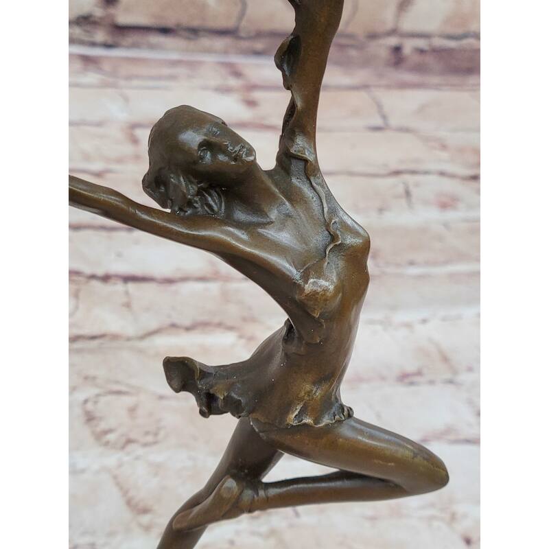 Girl Dancing With Birds Bronze Metal Statue Sculpture Original Art Marble Base