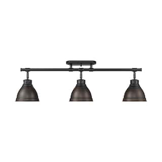 Yep by Golden Lighting Duncan 3-light Semi-Flush Mount in Matte Black and Rubbed Bronze shade - Matte Black - 3-Light Semi-flush