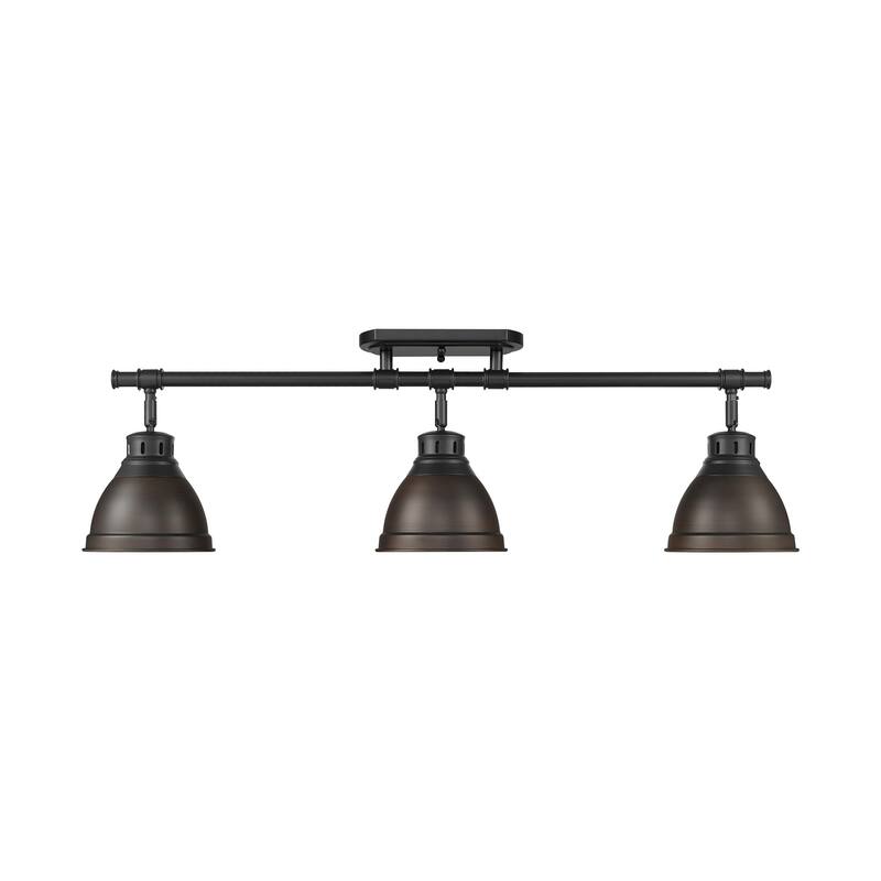 Yep by Golden Lighting Duncan 3-light Semi-Flush Mount in Matte Black and Rubbed Bronze shade - Matte Black - 3-Light Semi-flush