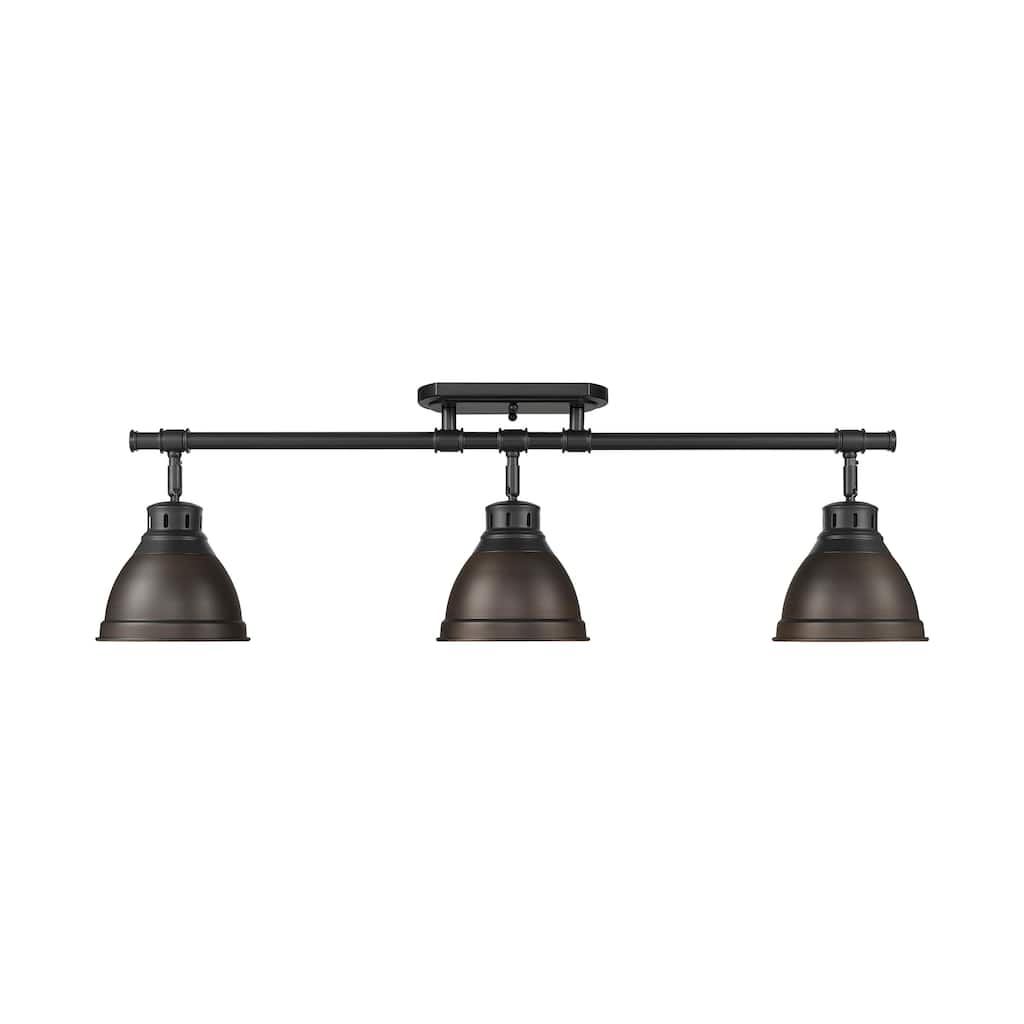 Yep by Golden Lighting Duncan 3-light Semi-Flush Mount in Matte Black and Rubbed Bronze shade - Matte Black - 3-Light Semi-flush