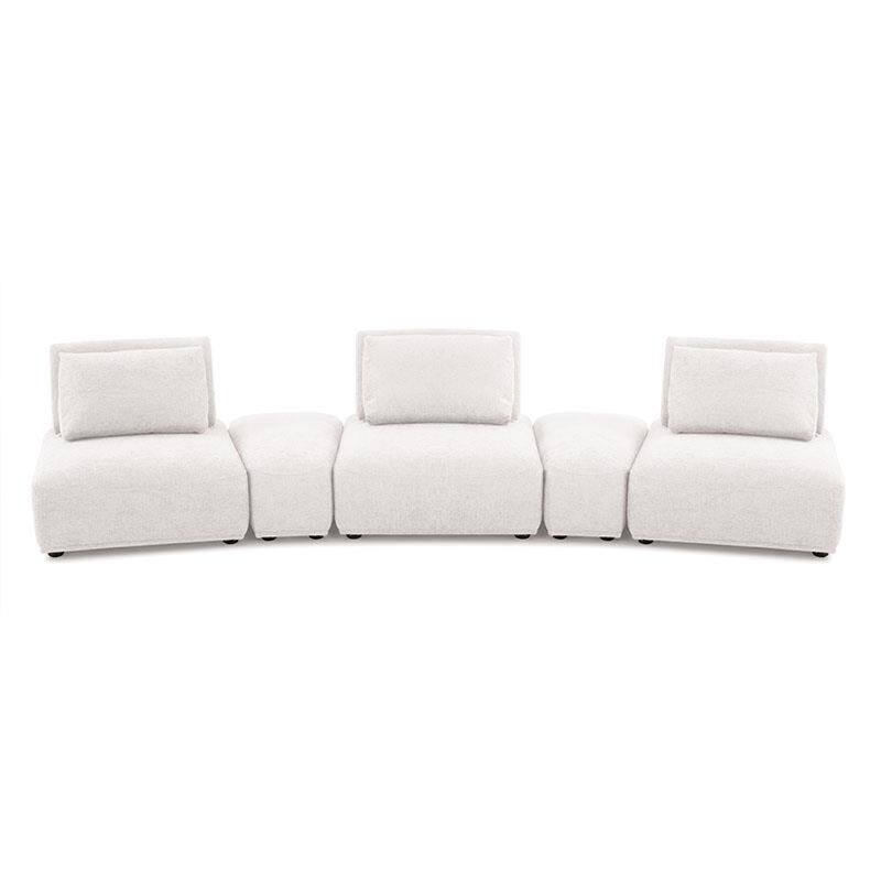 Stavan Modular Curved 3 Seater Sofa, White Boucle, Adjustable Backs