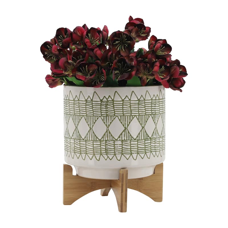 Sagebrook Home Abstract Ceramic Planter on Stand Indoor/Outdoor