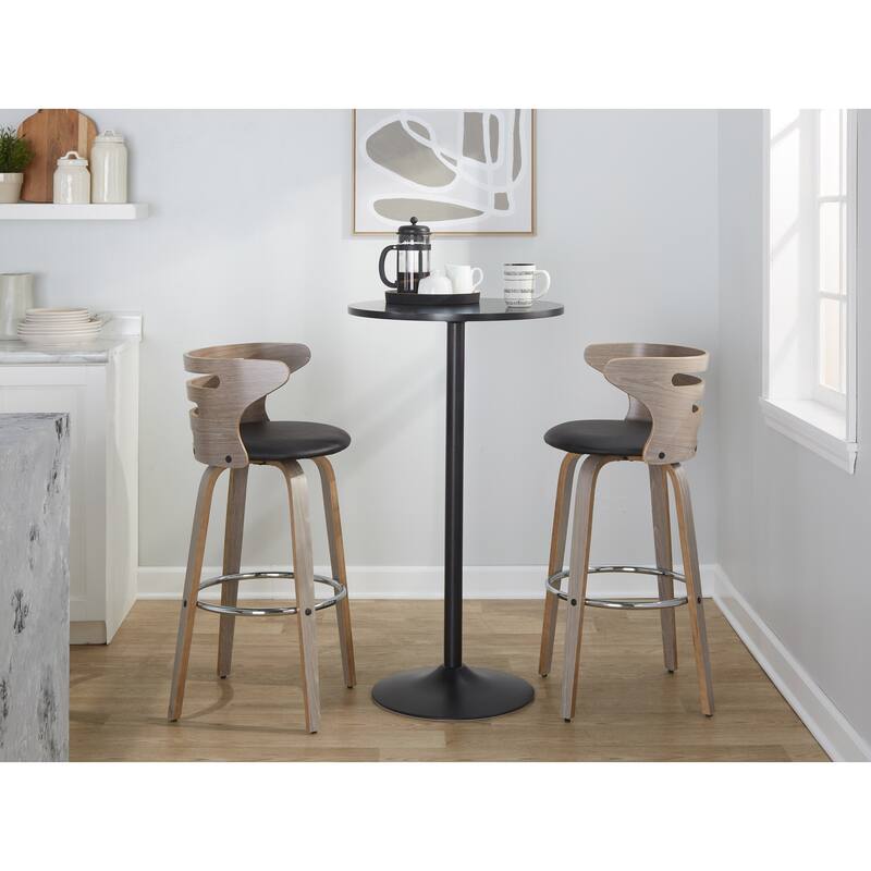 Carson Carrington Cranagh 30" Fixed-Height Bar Stool with Bent Wood Legs & Round Footrest (Set of 2)