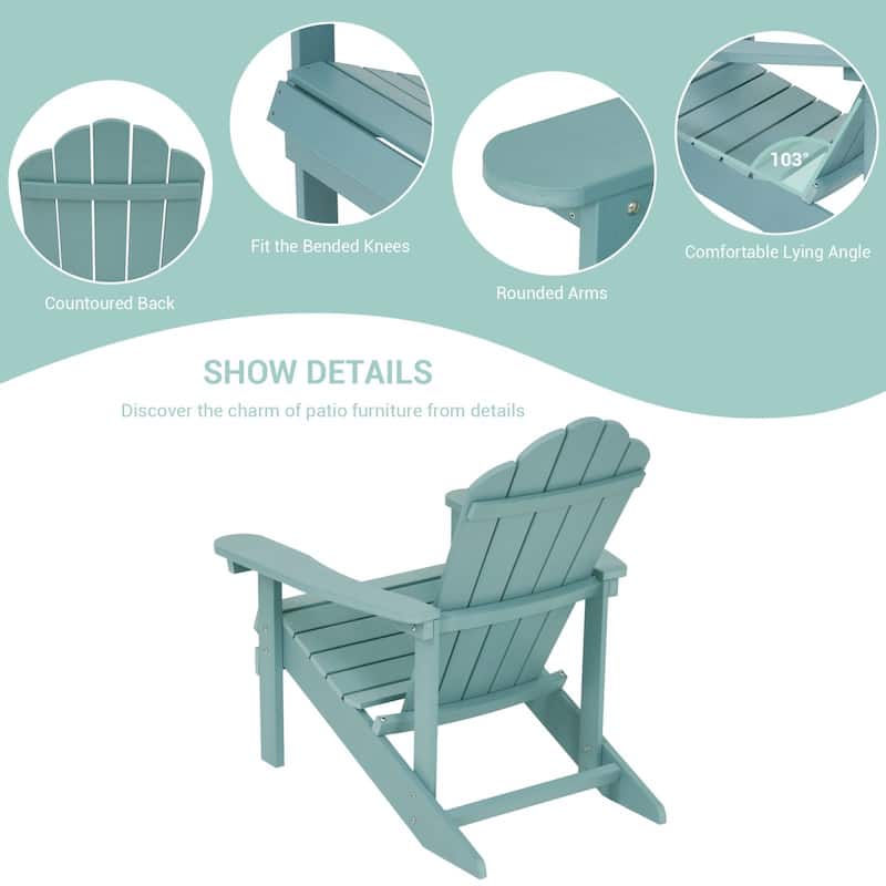 BONOSUKI Outdoor Faux Wood HIPS Patio Adirondack Chair