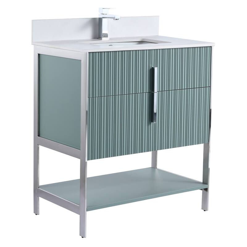 Fine Fixtures Serenity Modern Bathroom Vanity with White Stone Top