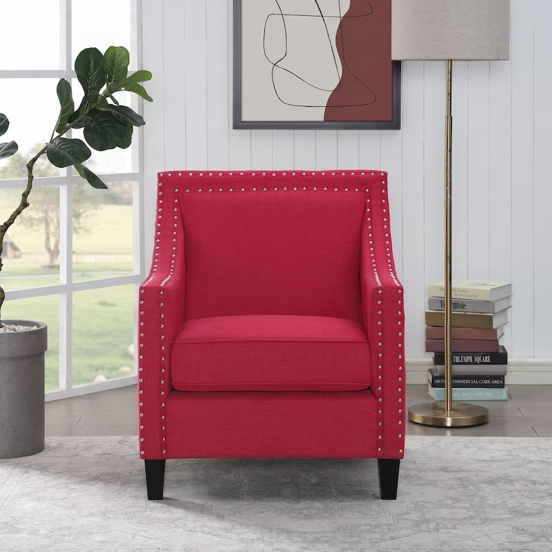 Erica Accent Armchair with Chrome Nailhead Trim - Heirloom Berry