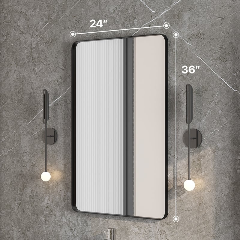 Eviva Harmony 24" x 36" Rectangular Black Metal Framed Mirror - N/A