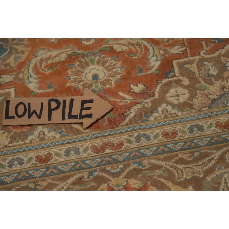 Hand Knotted Oriental 100% Wool Carpet Traditional Floral Oranges & Rust Tabriz Area Rug - 10' 3'' X 7' 8''