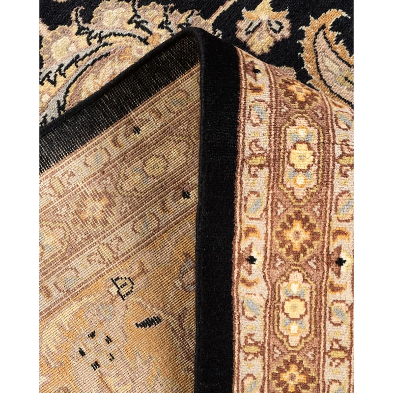 Overton Handknotted Wool Traditional Oriental Black Area Rug - 8' x 10'