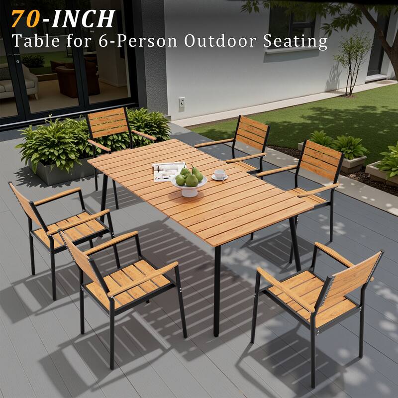 Pellebant Outdoor Aluminum Rectangular Dining Table