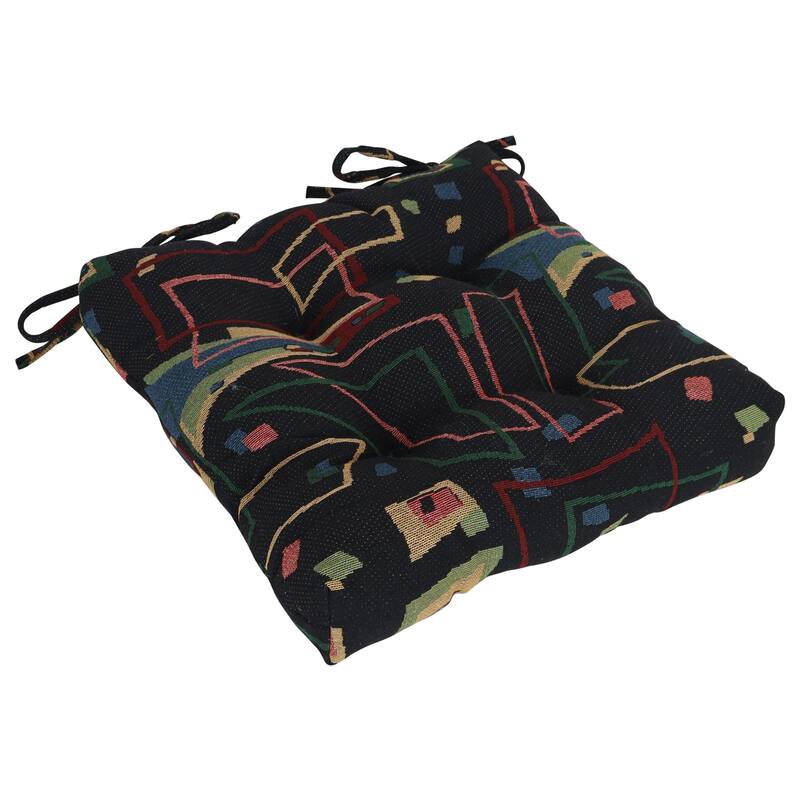 16-inch Square Woven Tapestry Tufted Chair Cushions (Set of 2 or 4) - 16 x 16