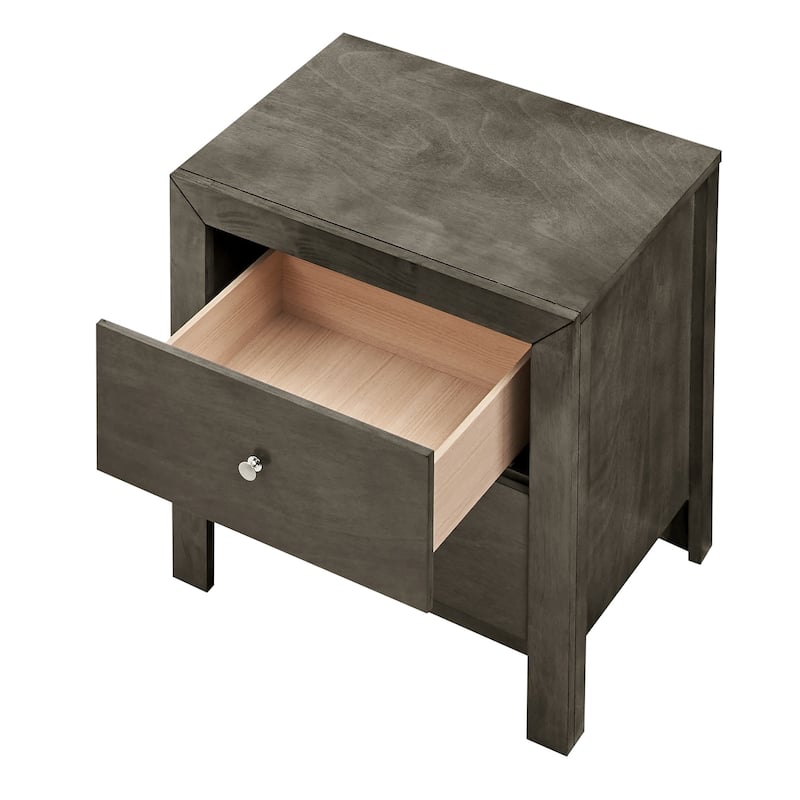 2-Dovetail Drawer Wooden Nightstand - 25" - Gray
