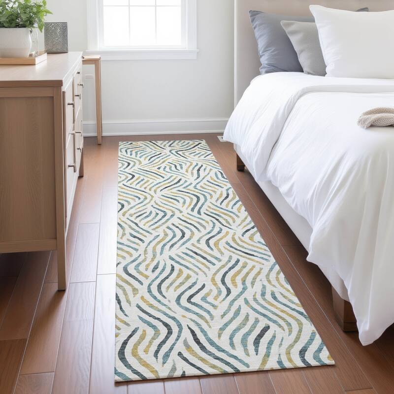 Machine Washable Indoor/ Outdoor Modern Jamie Chantille Rug