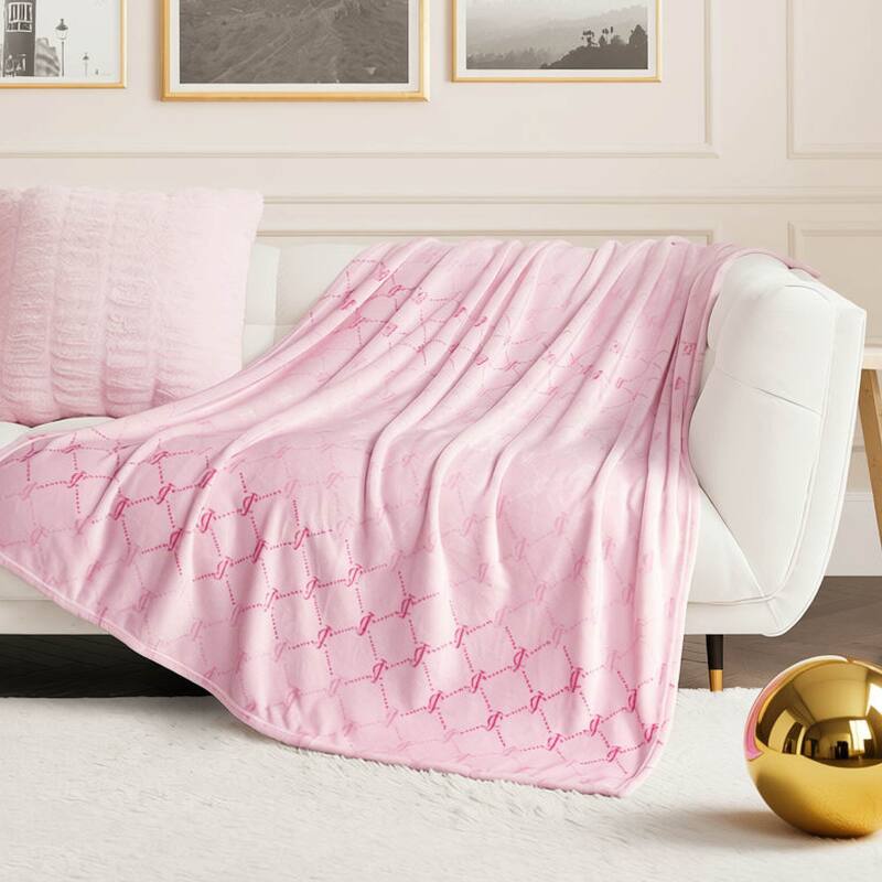 Juicy Couture Holiday Plush Throw Blankets - 50" x 70" - Light Pink