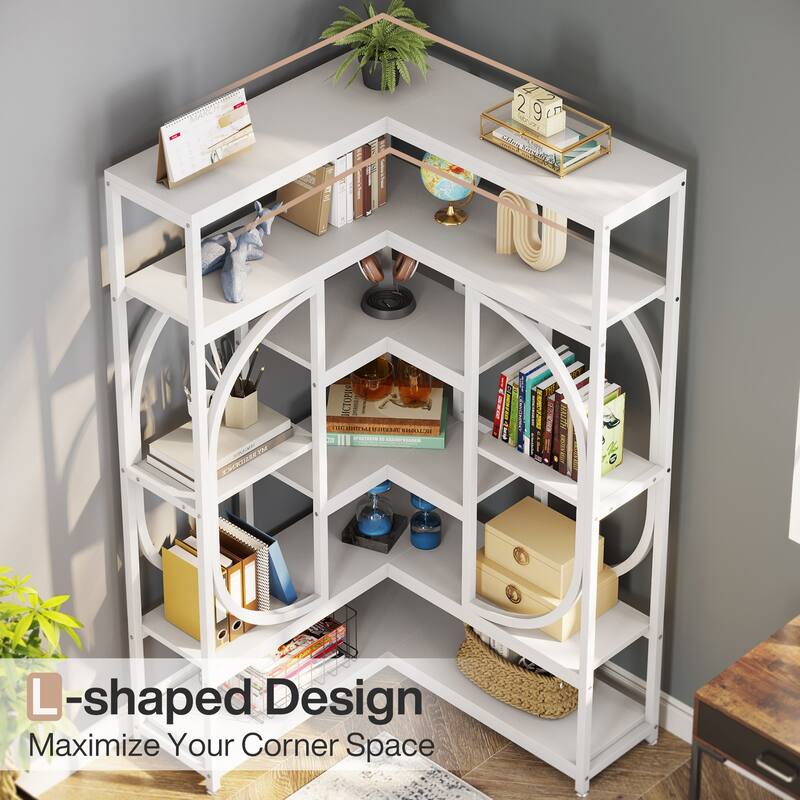 7-tier L-shaped Corner Bookshelf Bookcase