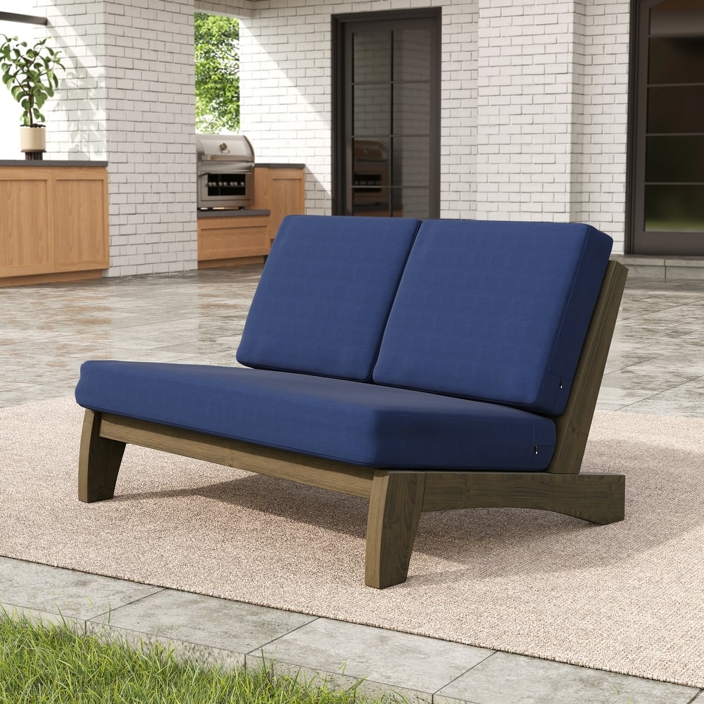 Outdoor Acacia Club Chair Set Loveseate with Weather-Resistant Cushions