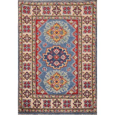 Blue Kazak Oriental Accent Rug Handmade Wool Carpet - 2'1"x 2'10"