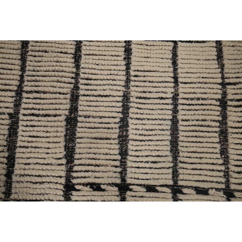 Striped Moroccan Oriental Area Rug Handmade Wool Carpet - 7'9"x 11'3"