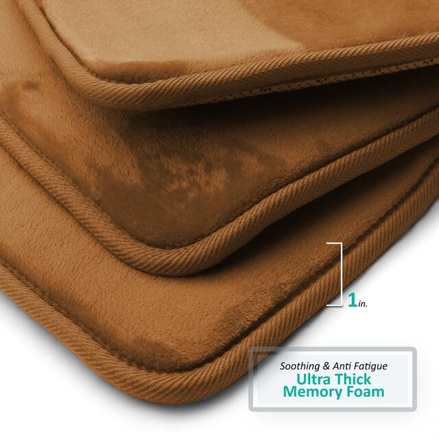 Clara Clark Ultra Soft Plush Bathroom Rug - Non-Slip, Velvet, Memory Foam Bath Mat - Set of 2