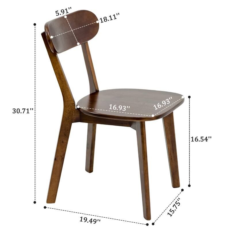 100% Solid Wood Dining Chairs Set of 2, Mid Century Modern Dining Chairs with Curved Backrest, for Dining Room