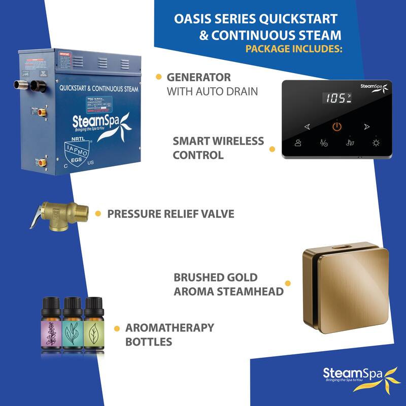 Oasis Series 7500-Watts Steam Generator with Continuous Steam Plus Fully Wireless Handheld Control