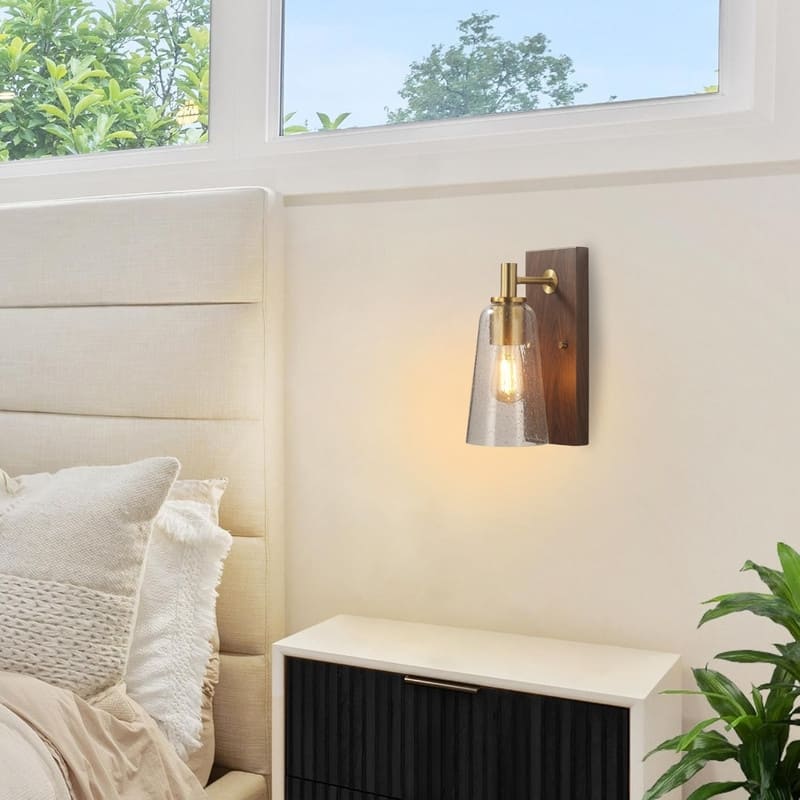 1 Light wall sconce dark wood wall lighting iron wall light fixture